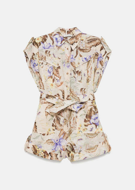 Zimmermann CASSIA PANELLED PLAYSUIT - HYDRANGEA FLORAL
