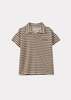 KIDS Caramel Tobias Children's Cotton Toweling Top - Khaki and Ecru Stripe - Thumbnail 1