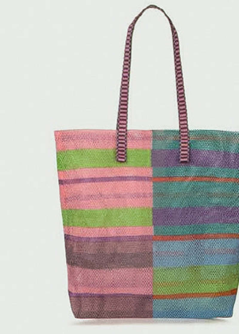 Epice Large Block Stripe Kanpur Mesh Tote - Pink