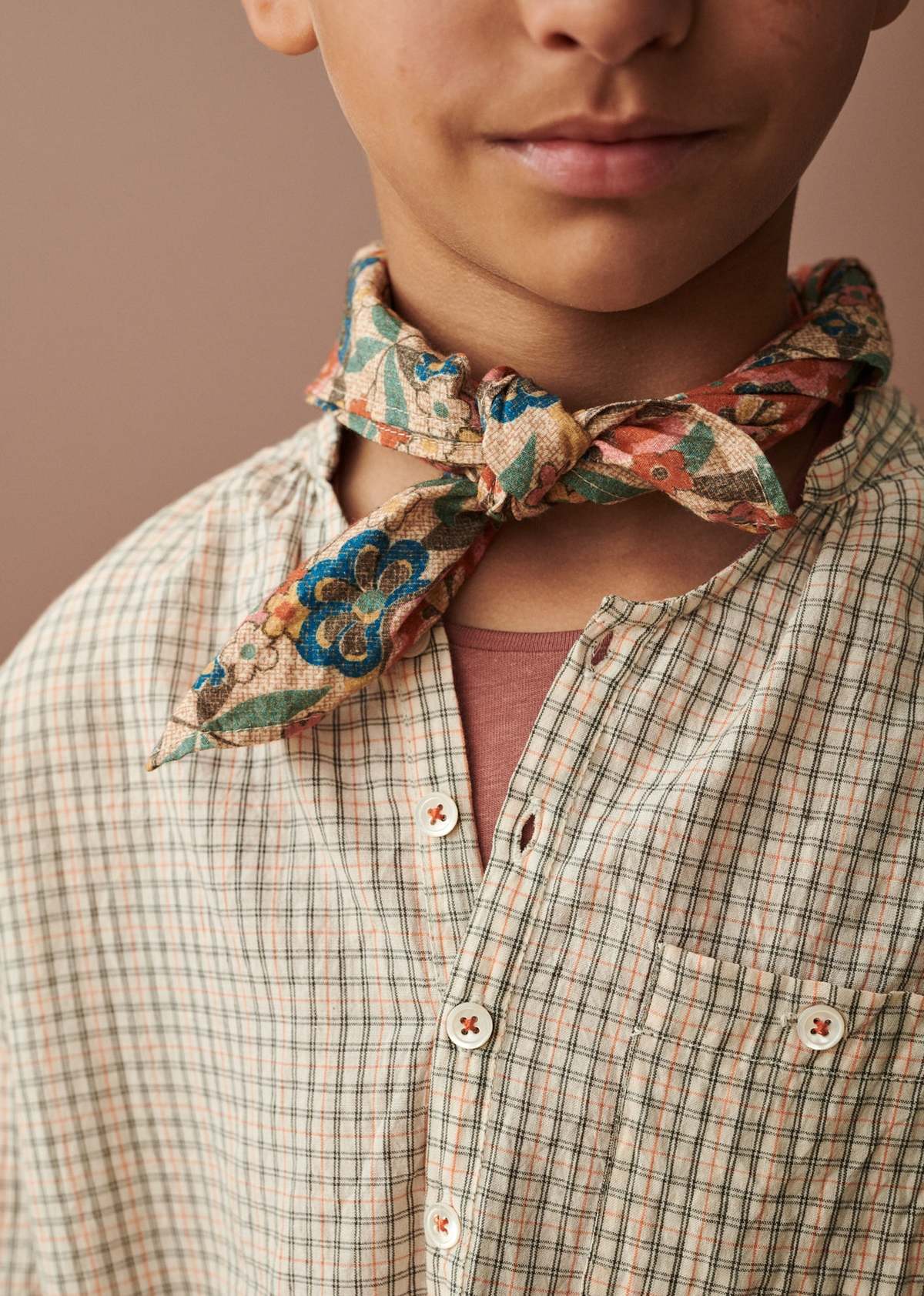  Kids Caramel ADONIS SHIRT - ORANGE CHECK - Image 1 of 3