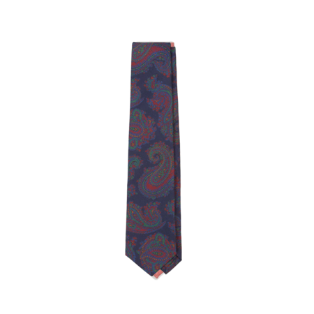 DRAKES Digital Paisley Print Silk Tie - Burgundy/Olive