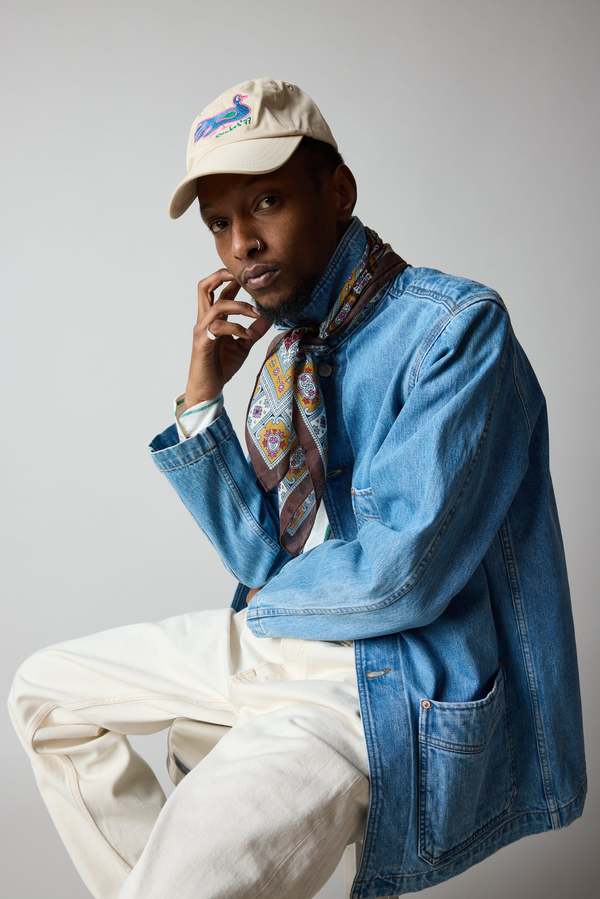 蕎麦　PRANK PROJECT tweedy denim blouson DRAKES Selvedge Denim Five-Pocket Chore Jacket - Bleach Wash
