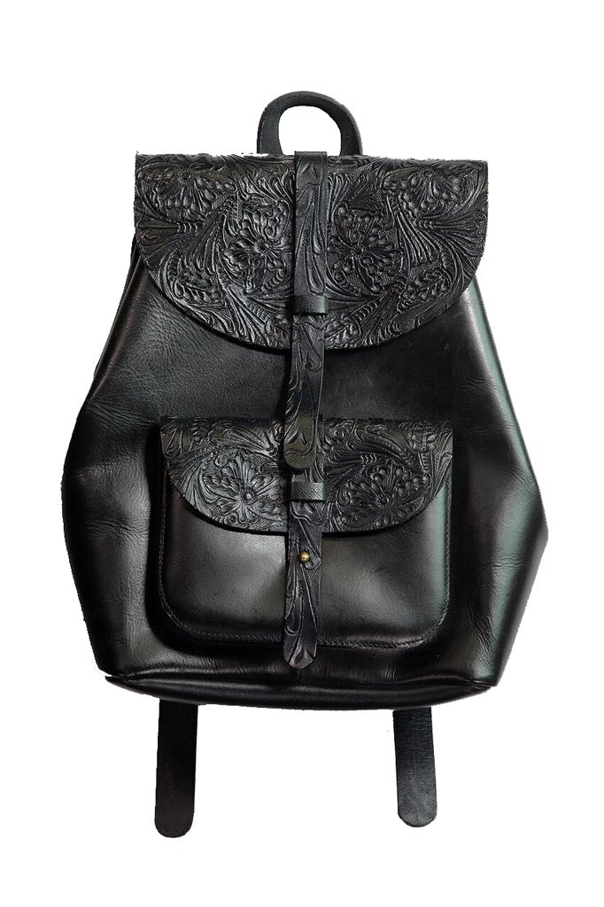 black tooled leather backpack American Darling Crocodile Embossed Hand-Tooled western or light layers Tooled Branded Embossed Leather Backpack
