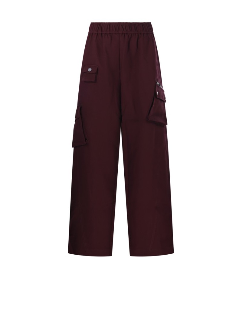 Ganni Wide-Leg Utility Pants - Burgundy | Garmentory