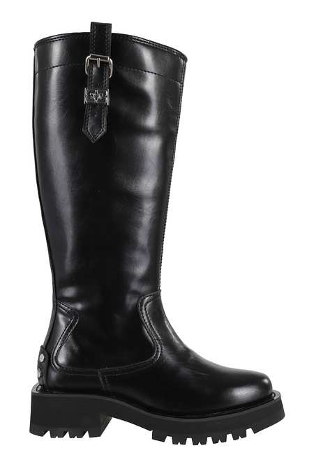 Ganni Cleated High Tubular Boot - Black | Garmentory