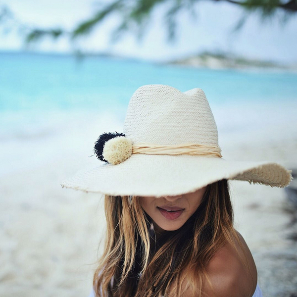 Hat Attack Cuppajyo Fringe Raffia Pom Hat - Pink | Garmentory display picture 3