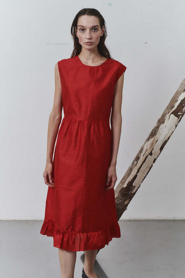 Datura Carmine Dupion Echo Dress