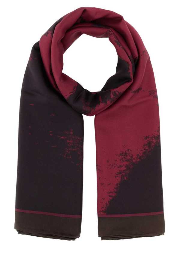Alexander McQueen Printed Twill Foulard - Bordeaux Blue
