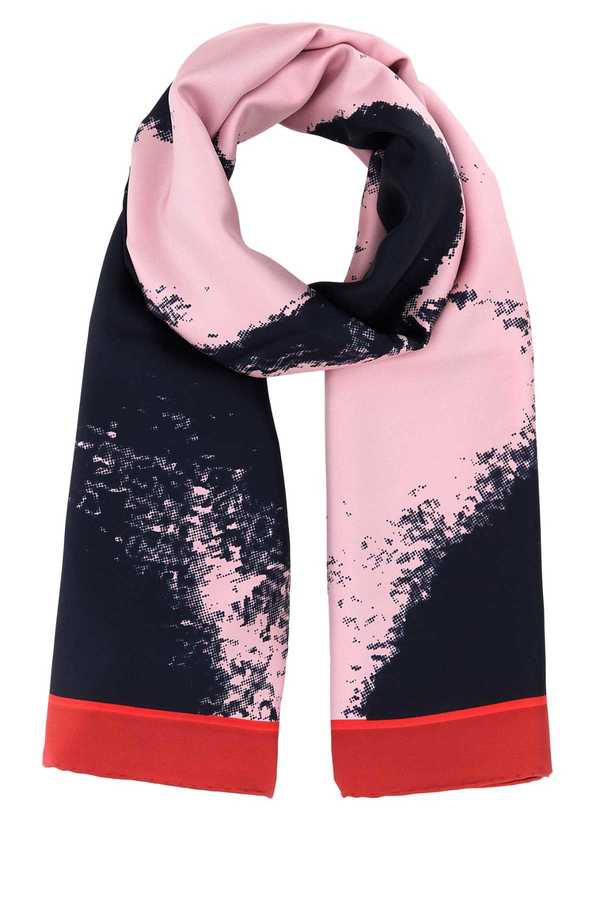 Alexander McQueen Printed Twill Foulard - PAINTERSPINKNAVY