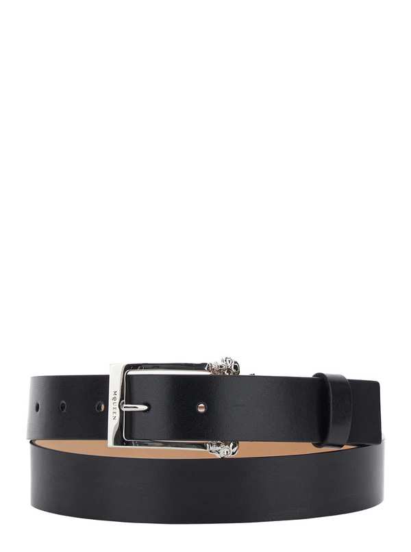 Alexander McQueen Twin Skull Belt - Black