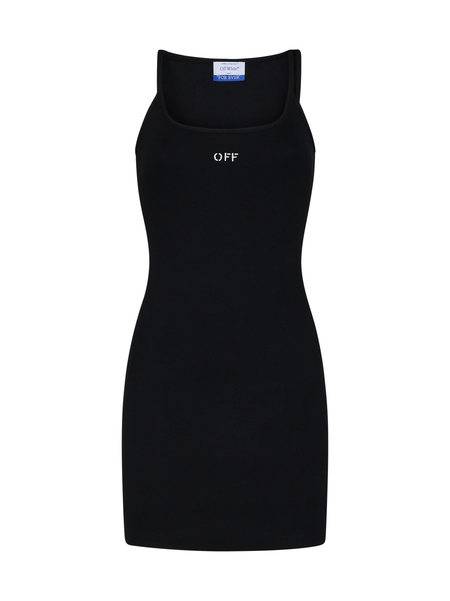 ワンピース OFF-WHITE VISCOSE MINI DRESS WITH LOGO Off-White Viscose Mini Dress - Black | Garmentory