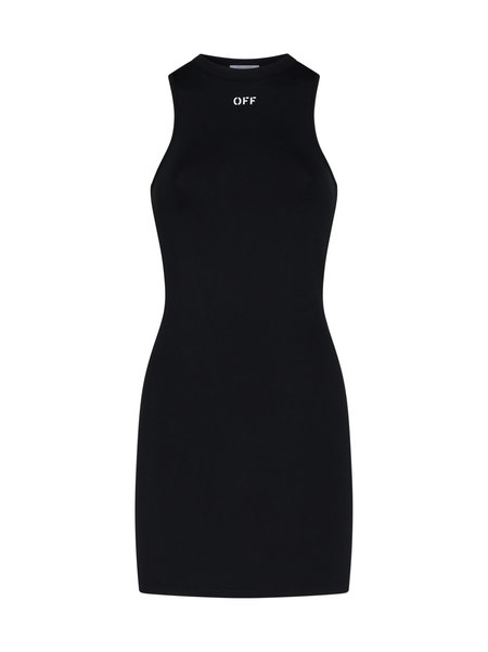 ワンピース OFF-WHITE VISCOSE MINI DRESS WITH LOGO Off-White Viscose Mini Dress - Black | Garmentory