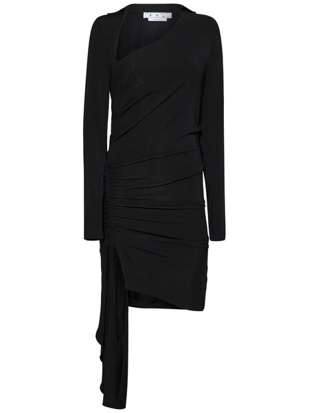 ワンピース OFF-WHITE VISCOSE MINI DRESS WITH LOGO Off-White Viscose Mini Dress - Black | Garmentory
