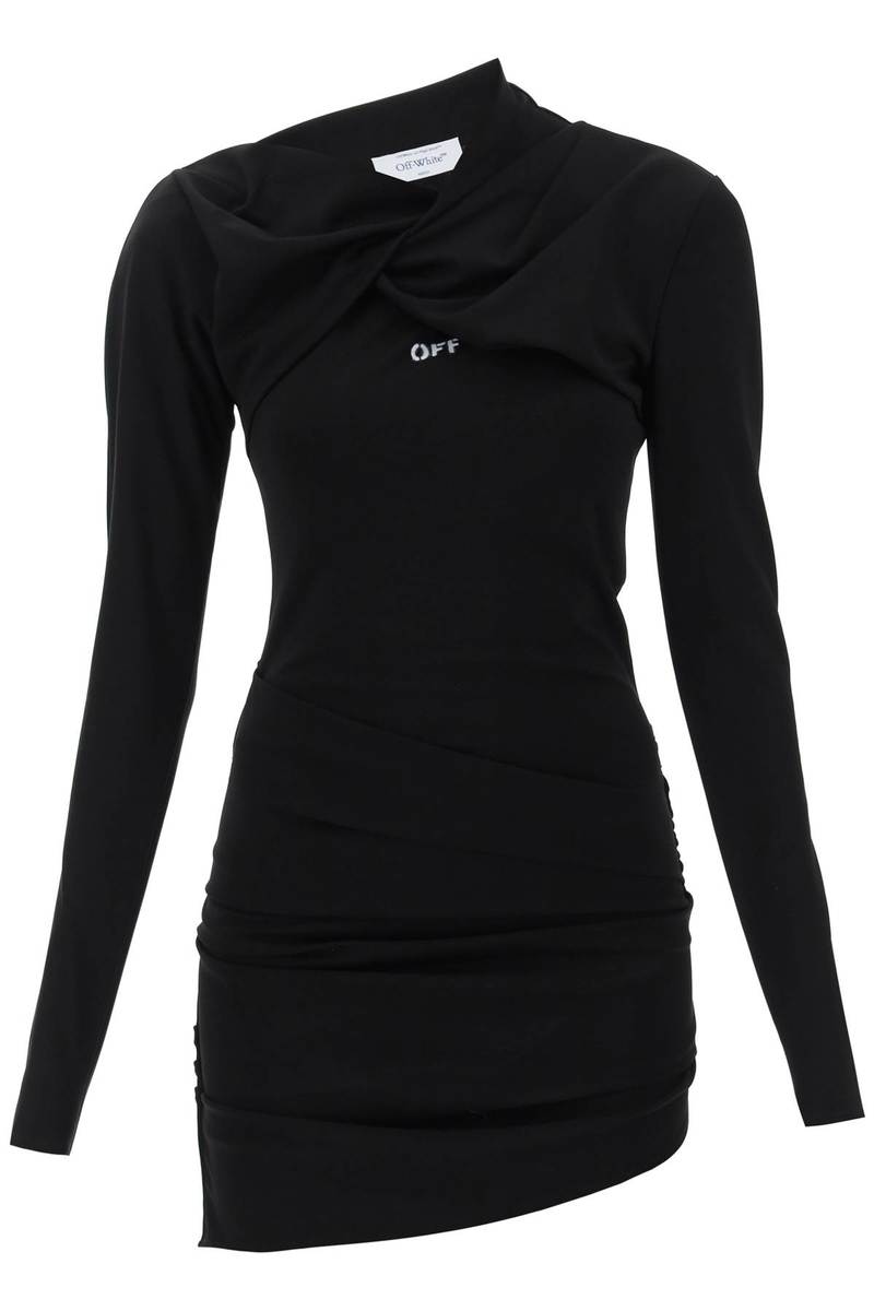 ワンピース OFF-WHITE VISCOSE MINI DRESS WITH LOGO Off-White Viscose Mini Dress - Black | Garmentory