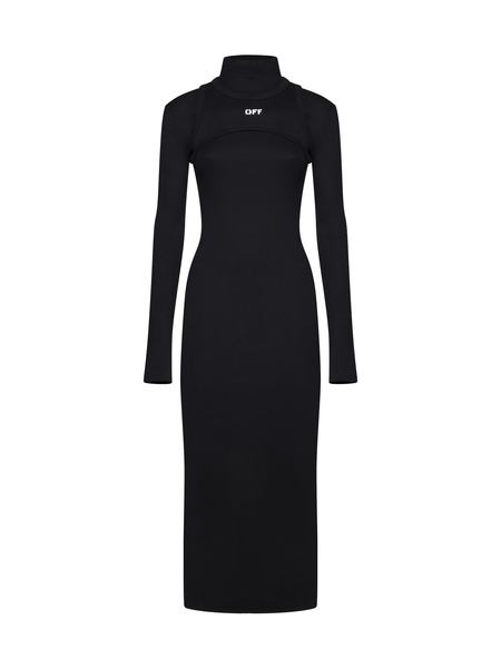 Off-White Midi Viscose Dress - White | Garmentory