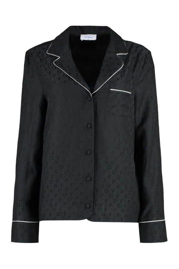 Off-White Silk Blend Pajama Shirt - Black