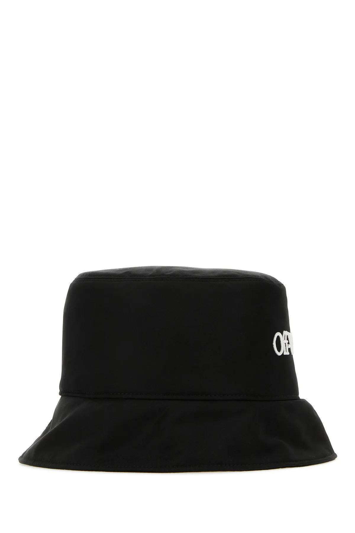 キャップ OFF WHITE Black Polyester Bucket Hat Off-White Black Polyester Bucket Hat - White/Black | Garmentory