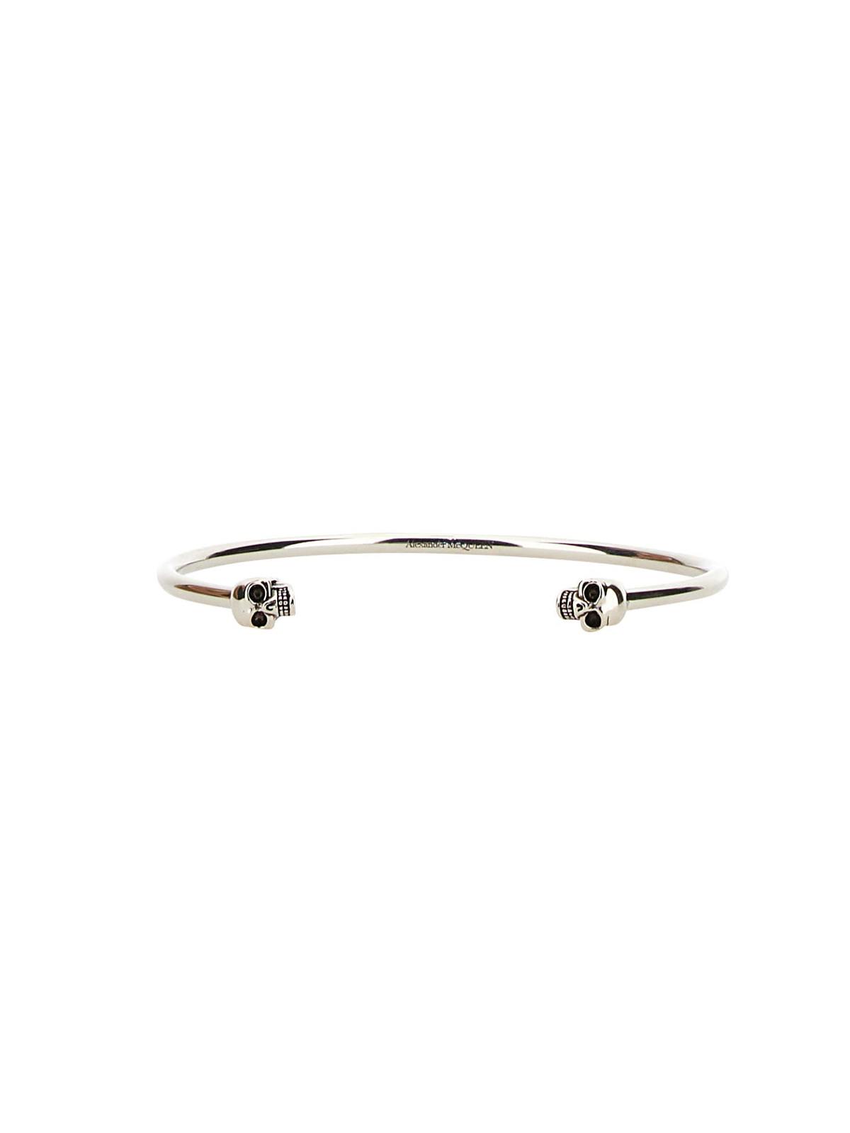 Alexander McQueen Twin Skull Bracelet - Silver | Garmentory