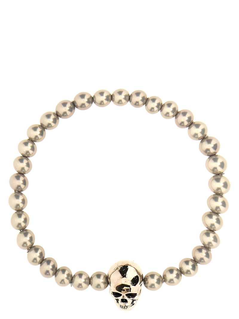 Alexander McQueen Skull Beaded Bracelet - A Silver Pearl Alexander McQueen Skull Beaded Bracelet - A Silver Pearl