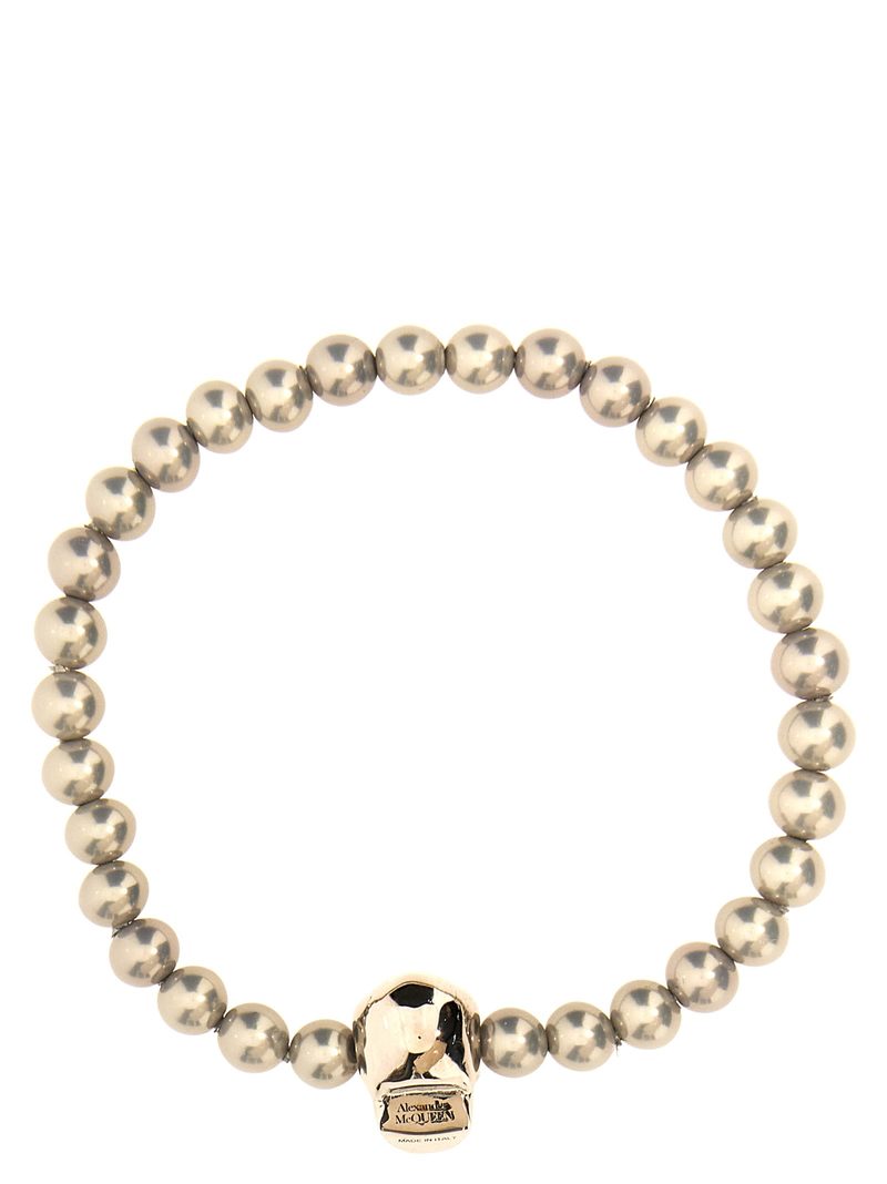 Alexander McQueen Skull Beaded Bracelet - A Silver Pearl Alexander McQueen Skull Beaded Bracelet - A Silver Pearl