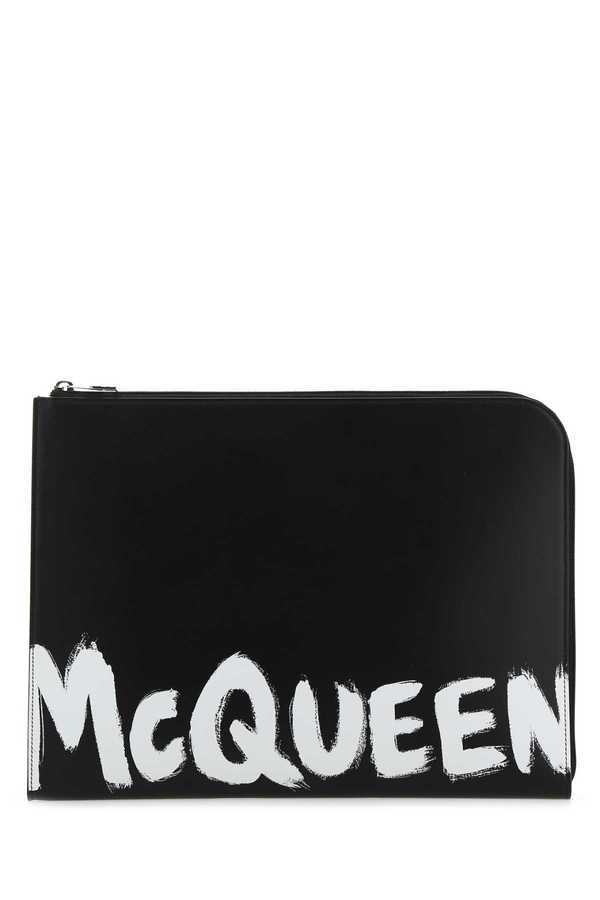 Alexander McQueen Leather Document Holder - Black/White