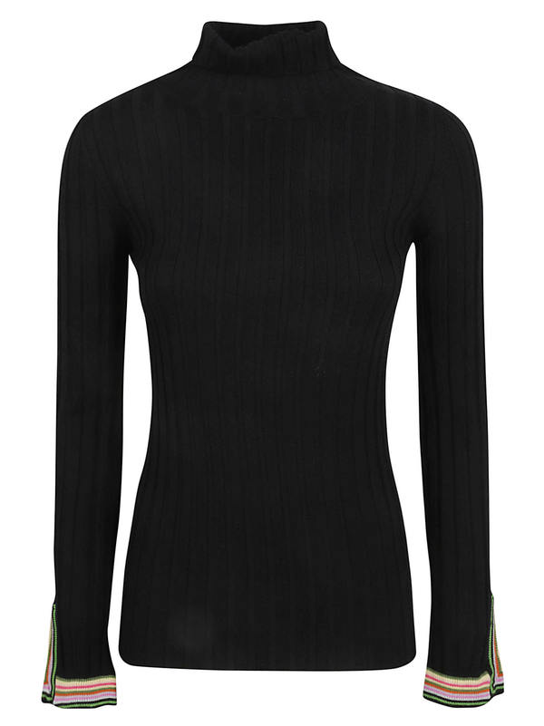 Etro Stripe Cuffs Turtleneck Pullover - Black