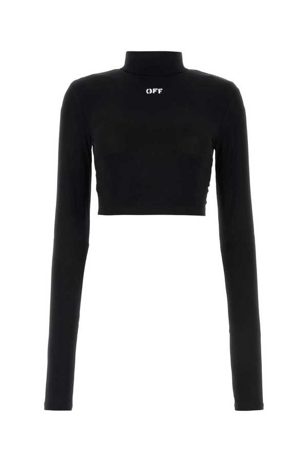 Off-White Stretch Viscose Top - Black