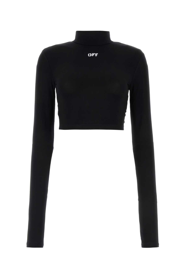 Off-White Stretch Viscose Top - Black