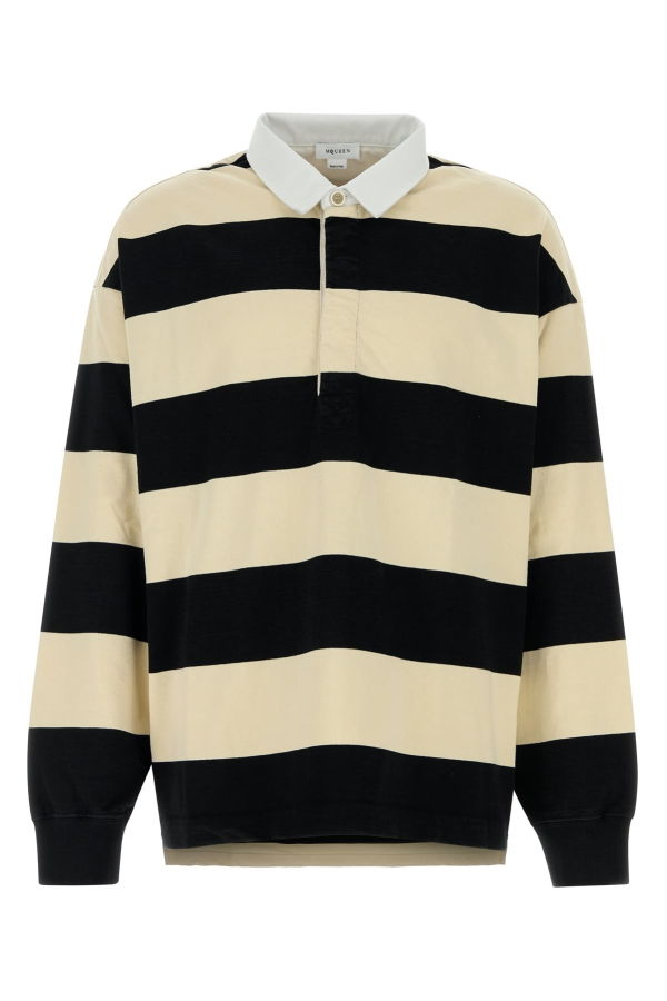 Alexander McQueen Embroidered Cotton Oversize Polo Shirt - Blackivory