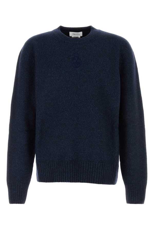 Alexander McQueen Melange Wool Blend Sweater - Navy Indigo