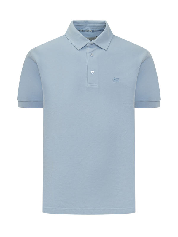 Etro Cotton Polo Shirt - Celeste Chiaro