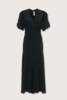 Victoria Beckham Gathered V-Neck Midi Dress - Black - Thumbnail 1