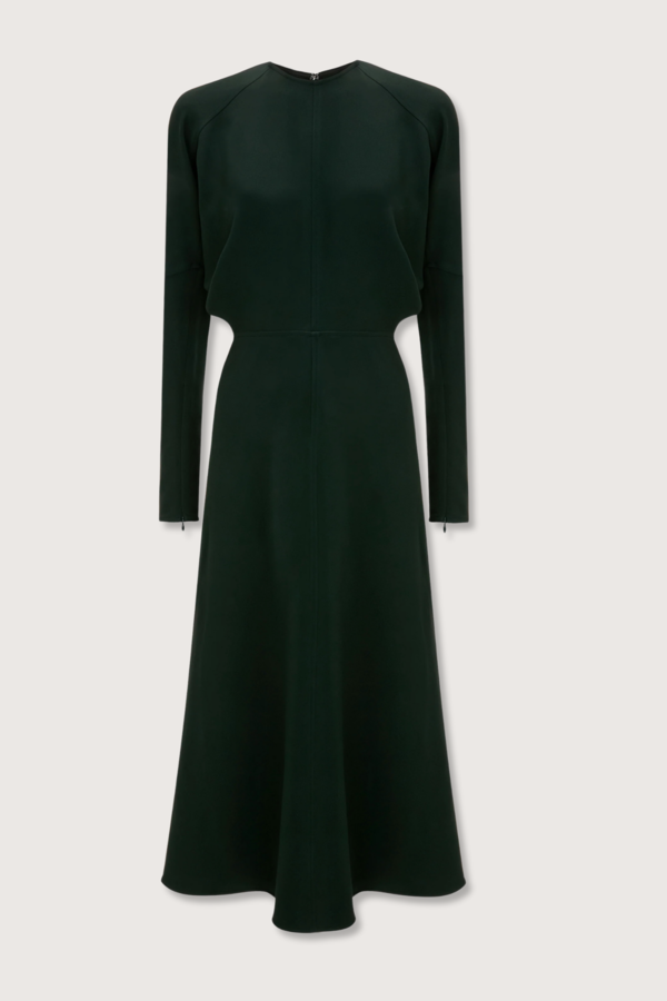 Victoria Beckham L/S Dolman Midi Dress - Dk.Pine