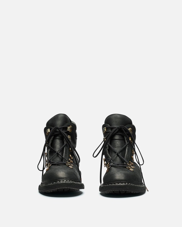 Guidi Black Leather Men\'s Boots with Gold Accents Guidi Black Full Grain Bison Leather Hiking Boots Size 45 IT main image 3
