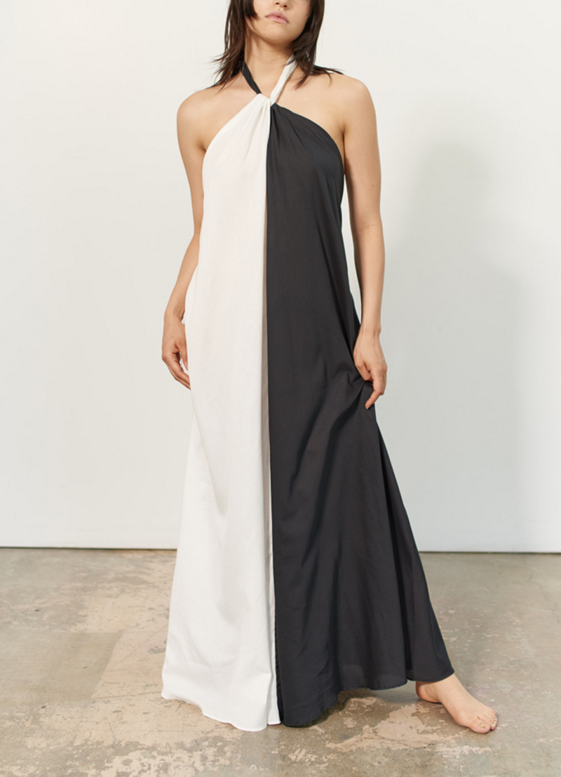 black midi dress halter neck Black Halter Tied Criss-Cross Ribbed Midi Dress main image 1