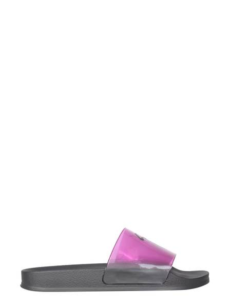 サンダル・ミュール GIUSEPPE ZANOTTI SS21 SLIDE SANDALS WITH LOGO (RS90059_030) Giuseppe Zanotti Men's Logo Leather Slide Sandals - All