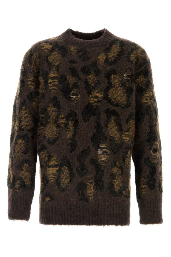 JUNYA WATANABE Embroidered Wool Blend Sweater - Brown