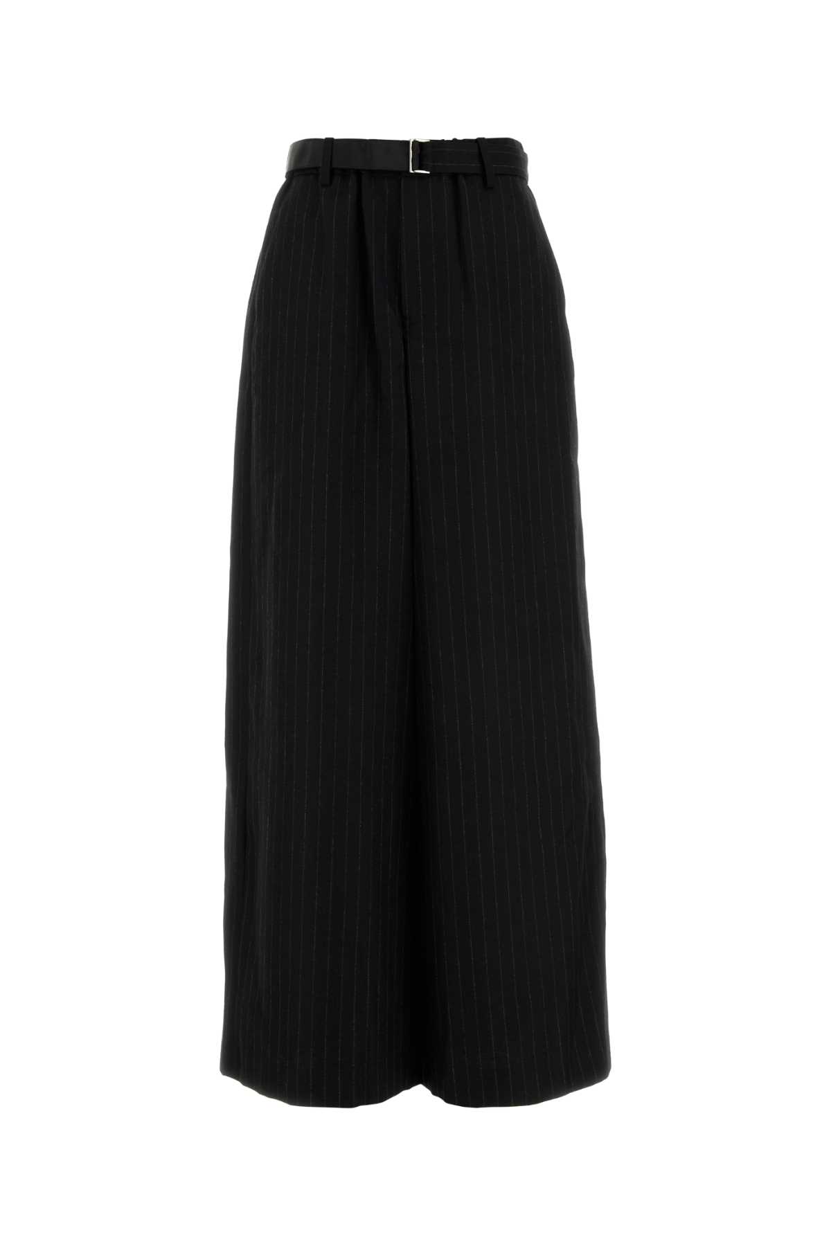 パンツ Sacai Black Wool Wide-Leg Pant sacai Embroidered Wool Wide-Leg Pant - Black | Garmentory