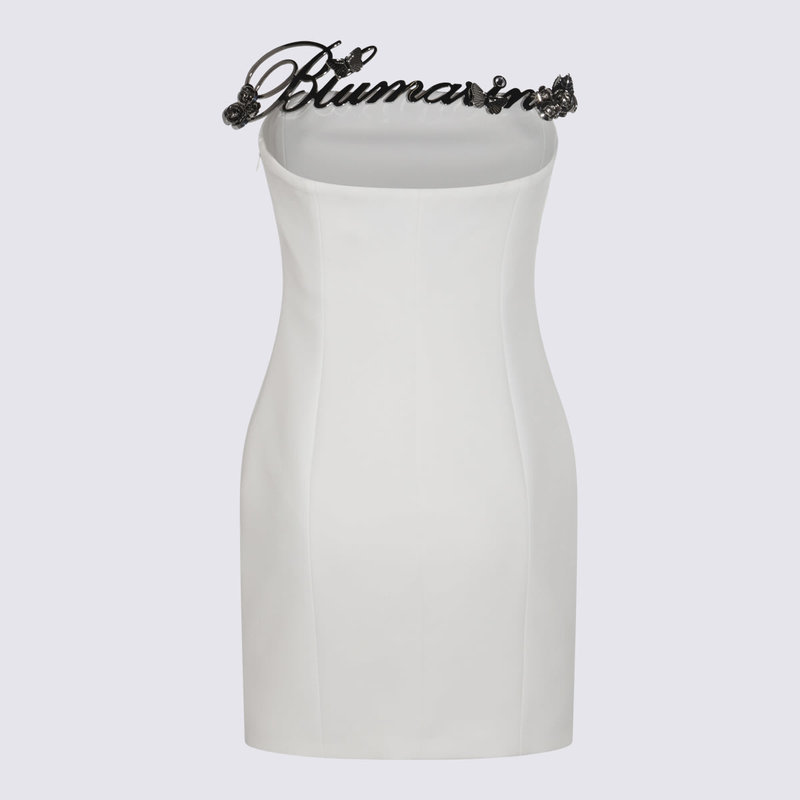 【BLUMARINE】PEARL WHITE DRESS Blumarine White Silk Dress - White Pearl | Garmentory