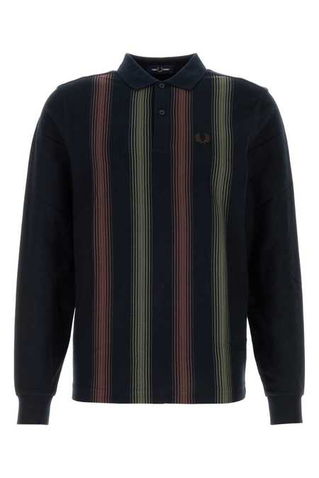 Fred Perry Vertical Stripe Polo Shirt - Navy Blue | Garmentory