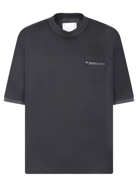 Tシャツ・カットソー SACAI Cotton jersey T-shirt with popeline inserts sacai Cotton Jersey T-Shirt With Popeline Inserts - Navy