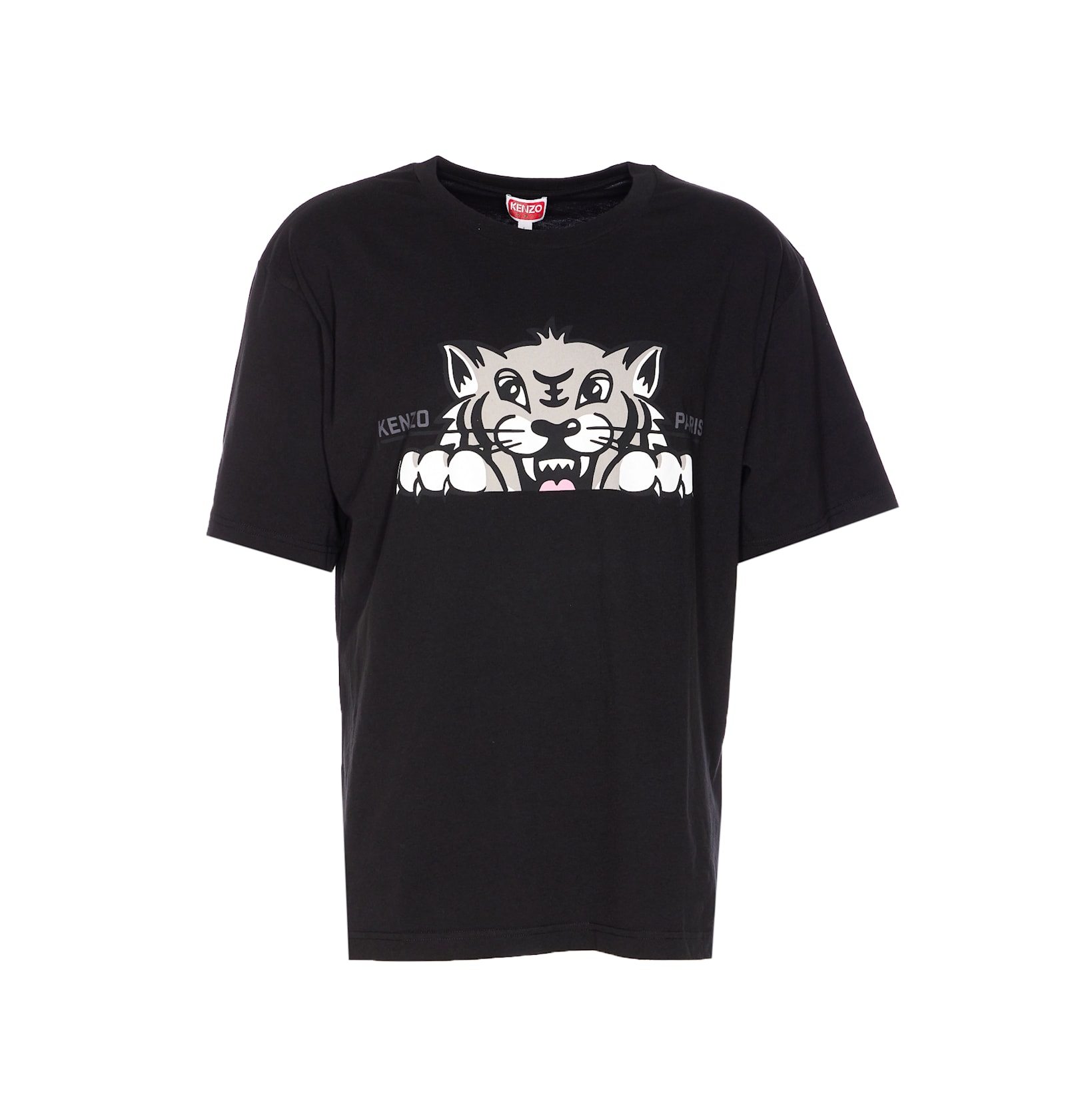 Tシャツ・カットソー KENZO KENZO HAPPY TIGER EMBROIDERED OVERSIZE T-SHIRT KENZO Happy Tiger' embroidered oversized T-shirt in cotton