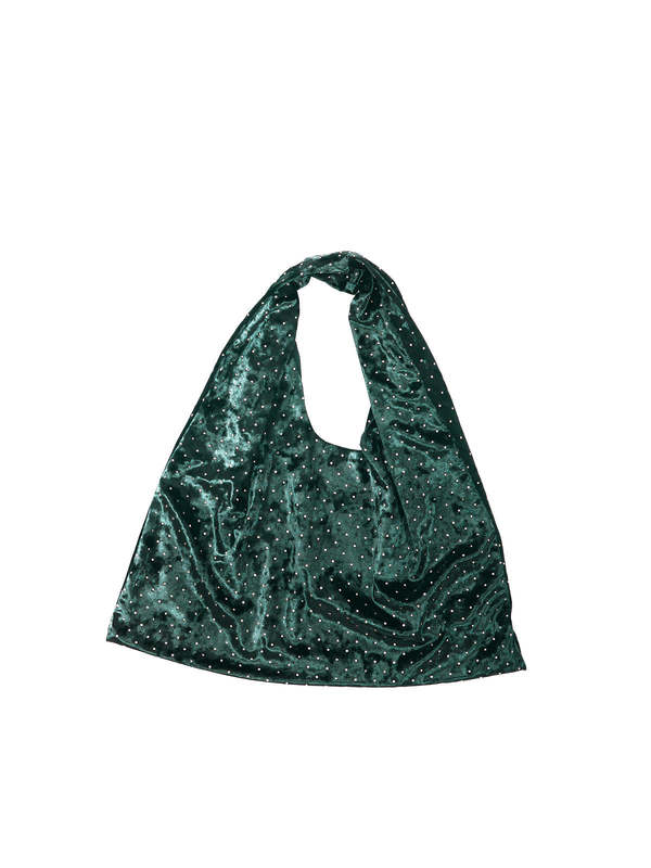 Simone Wild Stud Velvet Pouch - Bottlegreen | Garmentory