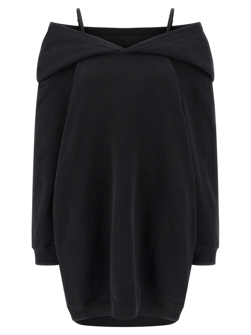 ワンピース MM6 Maison Margiela Off-shoulder hooded dress Maison Margiela Off-Shoulder Hooded Dress - Black | Garmentory