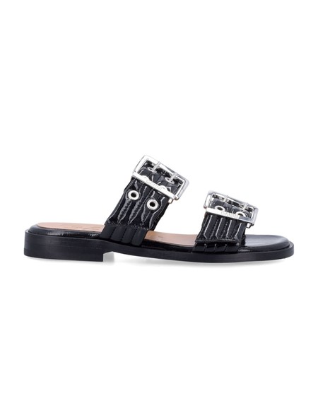 Ganni Leather Sandal - Port Royale | Garmentory