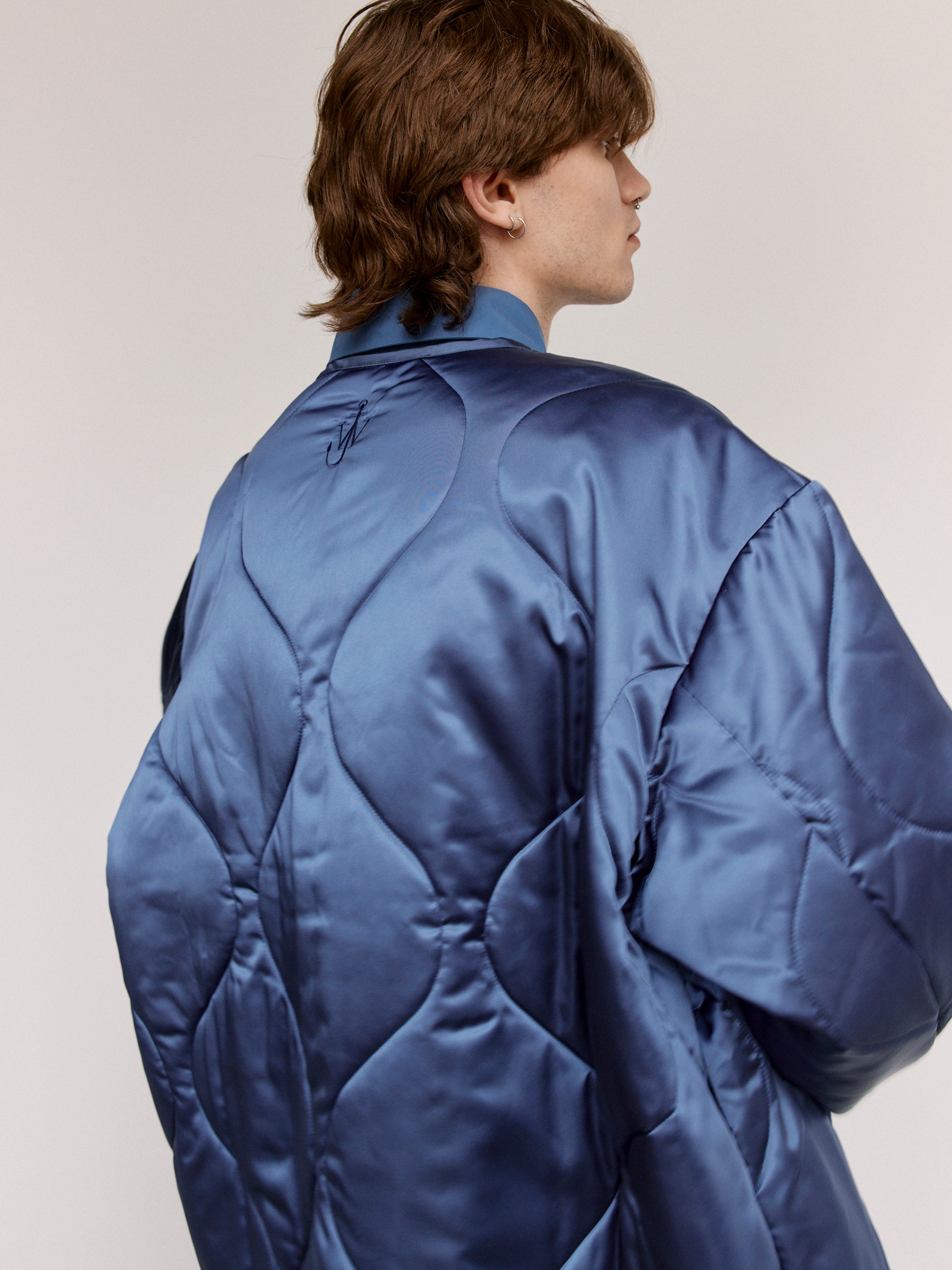 JW ANDERSON Light Indigo Nylon Oversized Quilted Jacket | Garmentory