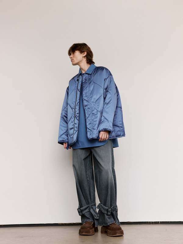 JW ANDERSON Light Indigo Nylon Oversized Quilted Jacket | Garmentory