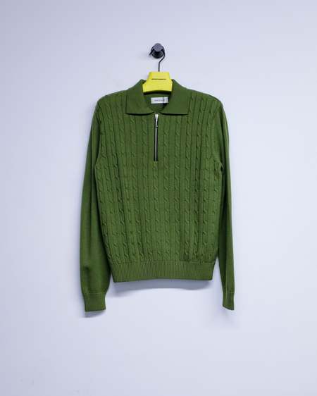 トップス ernest w baker Cable Knit Polo Ernest W. Baker Cropped Zipper Cable Knit Polo - Red