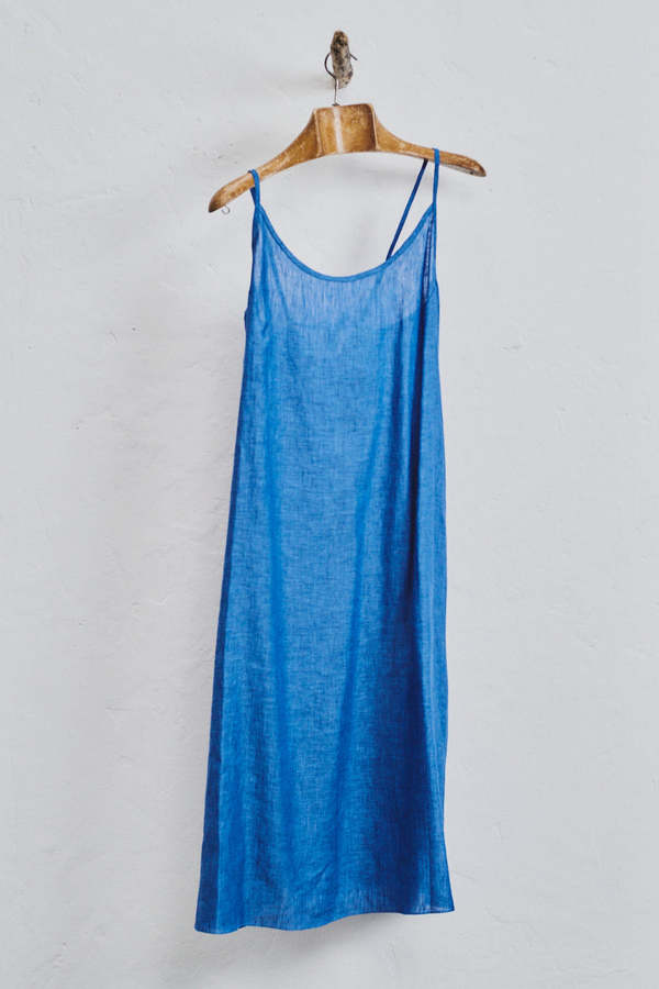 Datura Lapis Linen Midi Slip Dress | Garmentory
