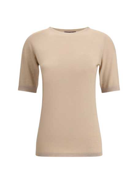 Tシャツ・カットソー FABIANA FILIPPI Platinum and lurex short-sleeved jersey Fabiana Filippi Platinum And Lurex Short-Sleeved Top - Beige